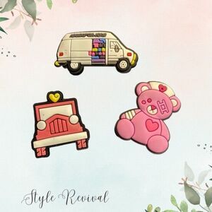 Crocs 3 Pc Medical Ambulance Nurse Bear Shoe Charms Croc Jibbitz plus freebies!